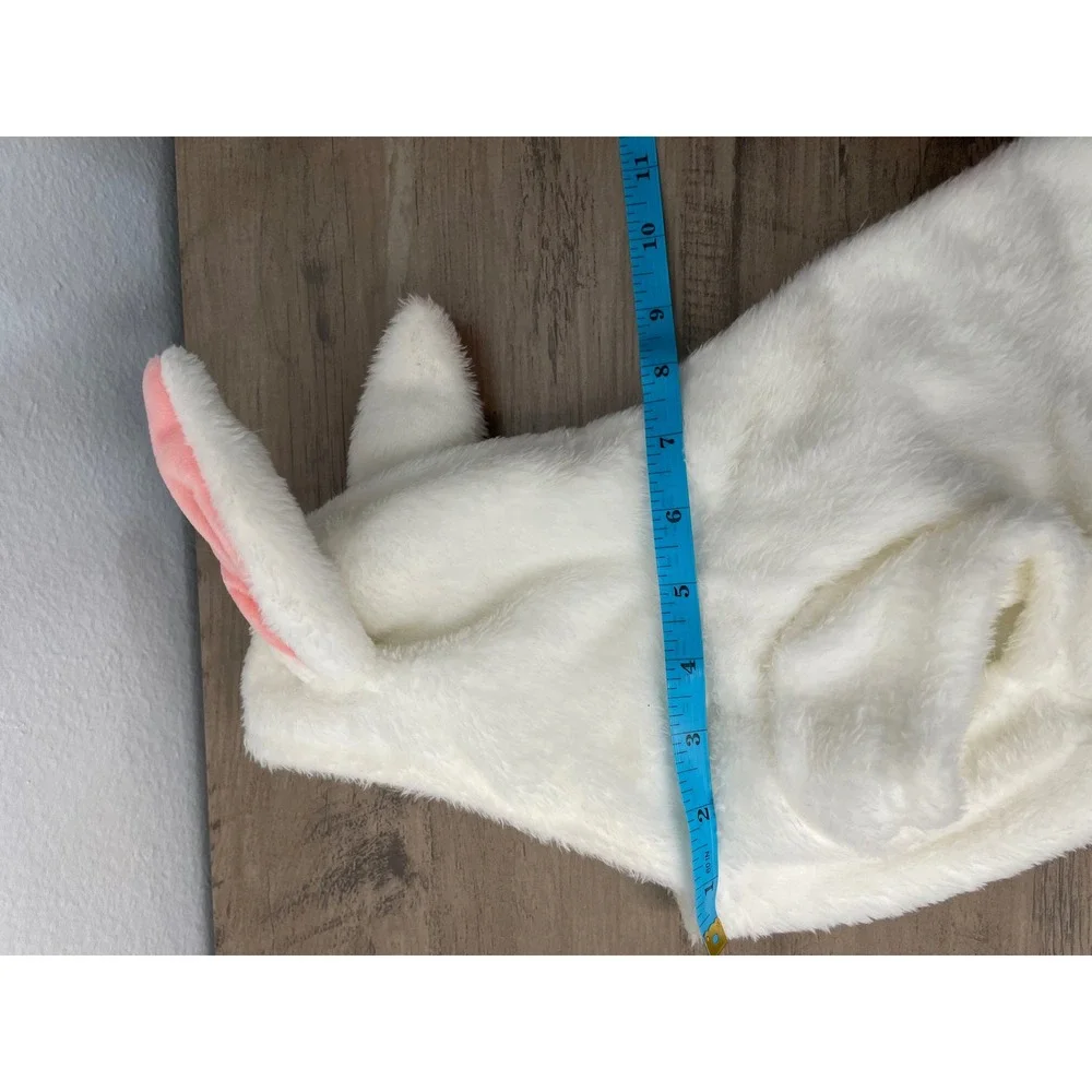 White Plush Bunny Dog Pet Costume Hoodie Hooded Outfit With Ears And Tail Size S